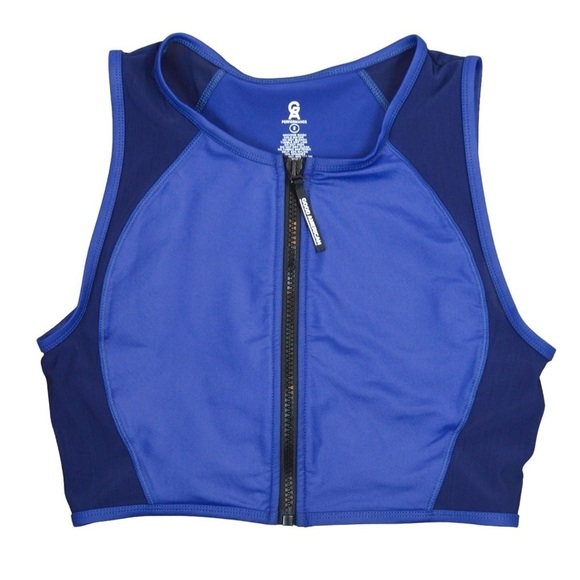Good American The Power Full Zip Sports Bra, Size 2 (Medium), 2 Tone Blue - Picture 8 of 8
